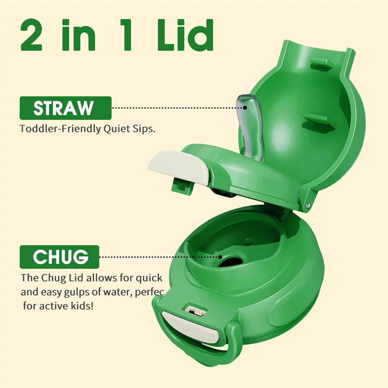 B78B-13 オンス子供用断熱ウォーターボトル、ストロー＆スパウト蓋、ショルダーストラップとハンドル付き、316ステンレス鋼素材