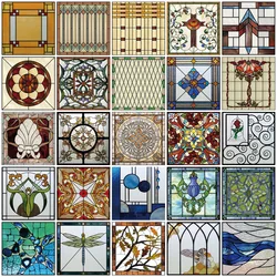 Stained Glass Window Film Frosted Glass Sticker,Custom made to fit any Window Size or Shape,Kitchen Bathroom Door Home Decor