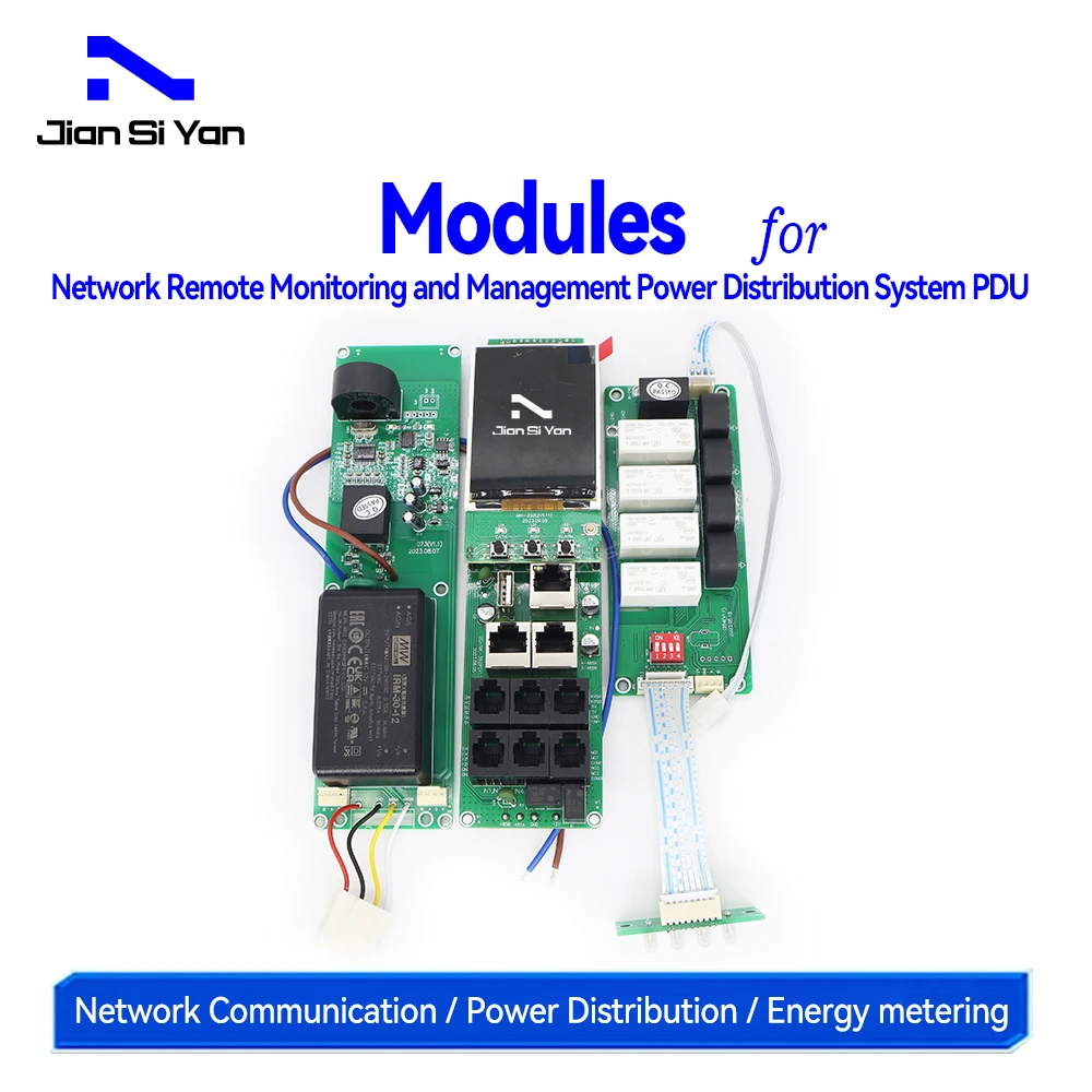 PDU Module for Network Remote Monitoring Management Power Distribution System 63A 1 Phase Power Merter 4 Bits Relay Smart PDU