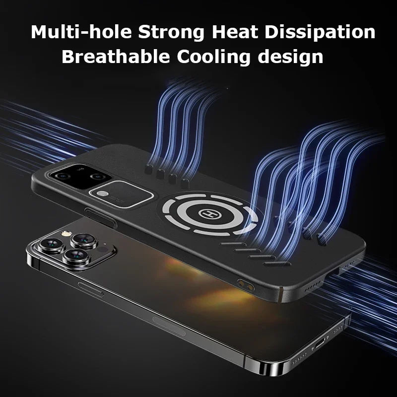 For vivo V40 V30 V29 V27 V27e V25 V23 Pro Ice Magnetic Heat Dissipation Matte PC Case Breathable Cooling Cover Casing Shell