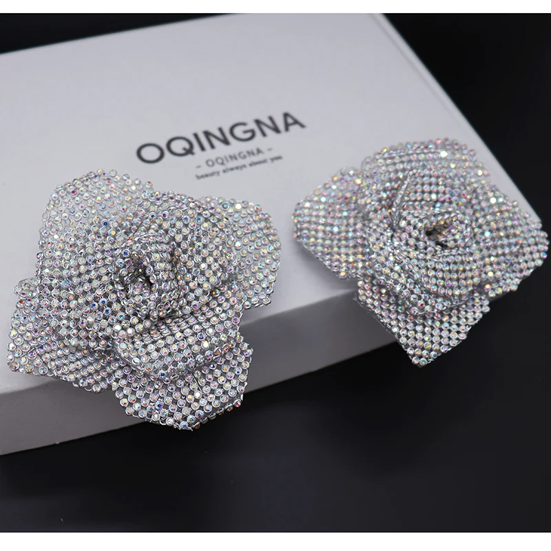 Rose Flower Crystal Glass Rhinestones Appliques, for Wedding Dresses, Bags, Shoes, Brooches, Hair, Home, DIY Crafts Accessories