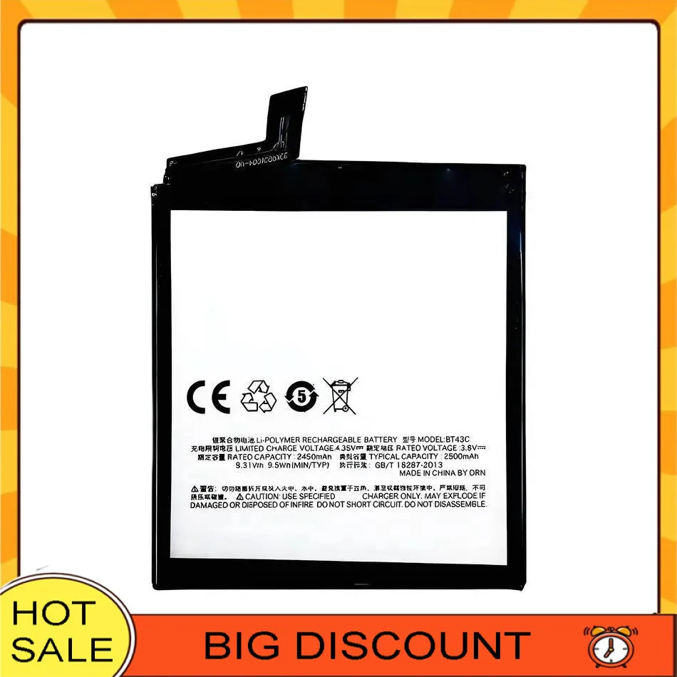 

BT43C For Meizu For Meizy M2 Mini M2mini For Meilan 2 2500Mah Mobile Phone Battery Lightweight