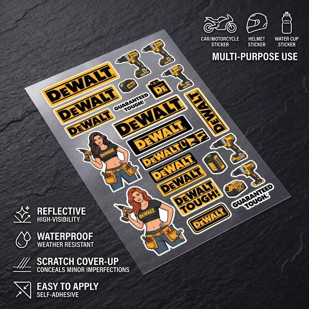 FOR DEWALT Universal Multi-Purpose Reflective Waterproof Stickers Scratch Conceal For Auto Bike Helmet Mug Fridge Decoration