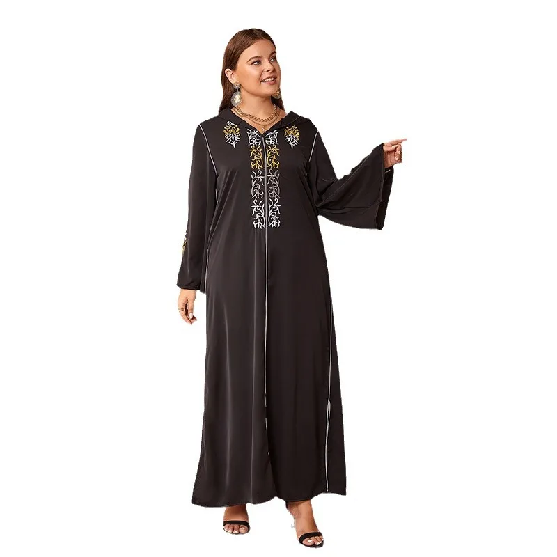 Fashion Arabic Muslim Abaya Woman Long Sleeve Kaftan Hooded Robe Embroidery Dress Turkish Islamic Clothing 2024 New Style