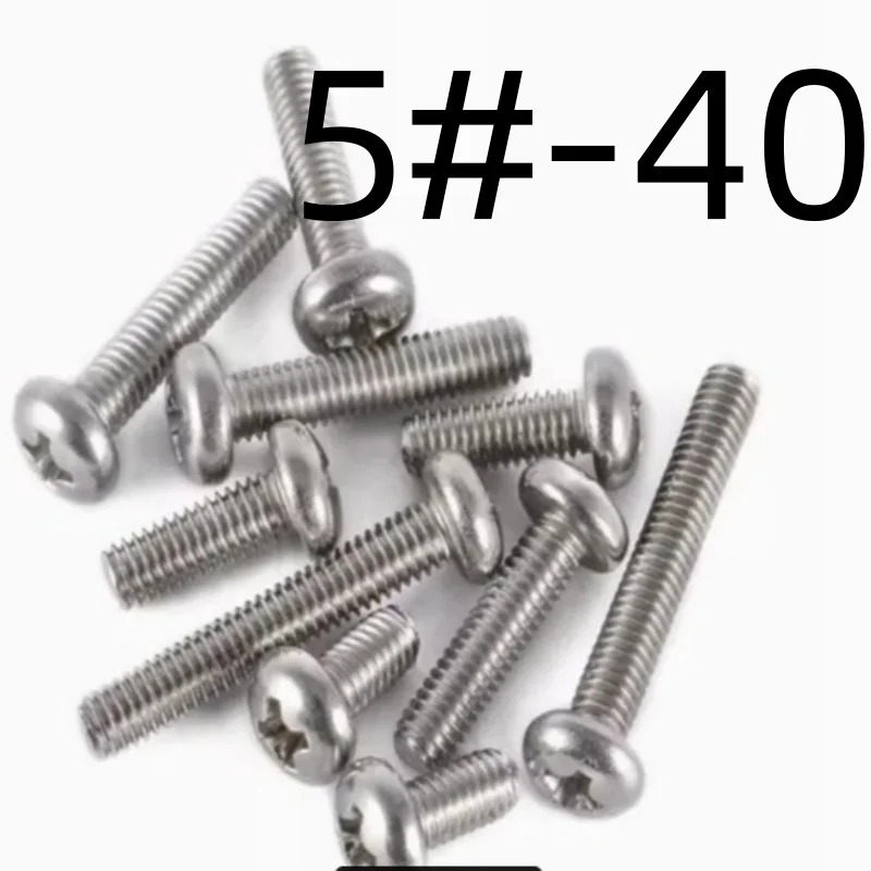 

100PCS 304ss 5#40 UNC/UNF 304 stainless steel US pan head Phillips screws Inch round head Phillips screws