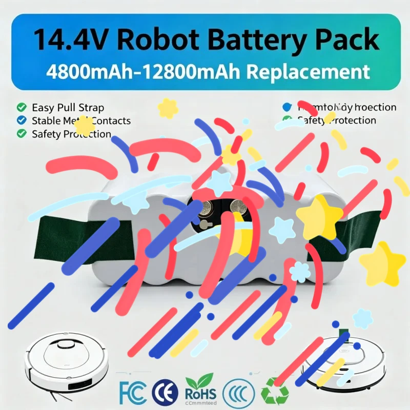 4800‑12800mAh 14.4V High Performance Rechargeable Battery For Roomba 500 600 700 800 900 630 631 Robotic Vacuum