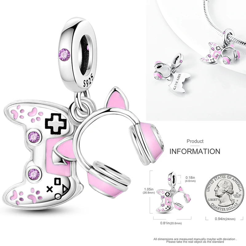 2026 Neuer Musik-Charm aus 925 Sterling Silber, Musiknoten-, Kopfhörer- und Gitarren-Anhänger, passend für europäische Armbänder, DIY-Geschenk für Frauen – Detail 5
