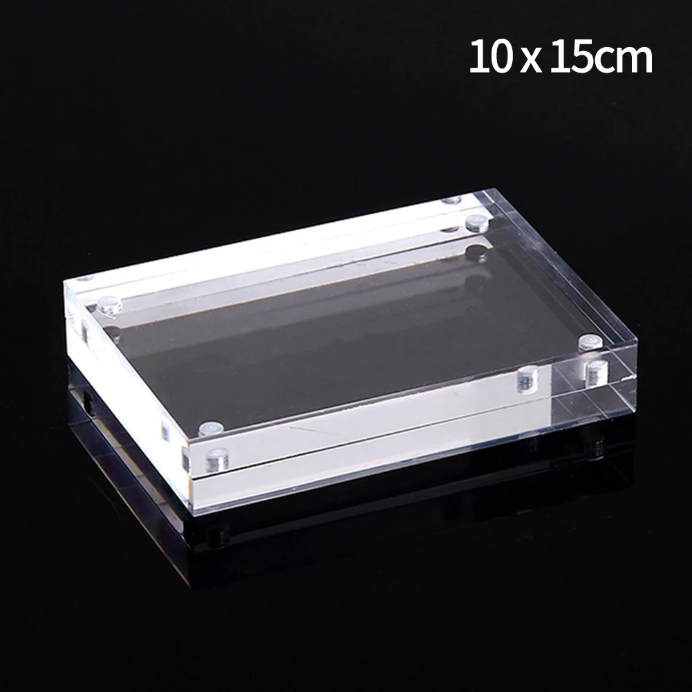 Transparenter magnetischer Fotorahmen aus Acryl, Fotokartenhalter, freistehender Visitenkartenhalter, magnetischer Desktop-Display-Rack