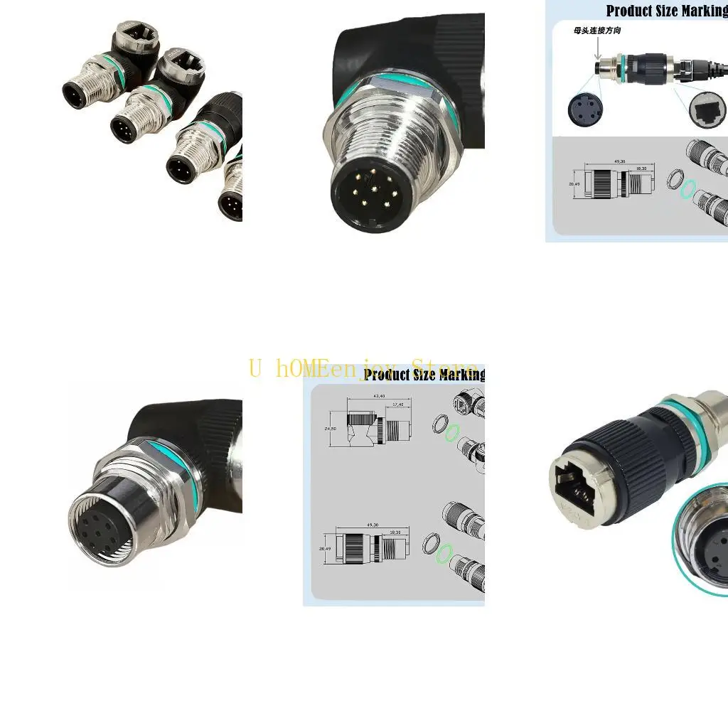 

B0KF Промышленный водонепроницаемый адаптер Ethernet 12 мм 8-контактный к сетевым разъемам RJ45