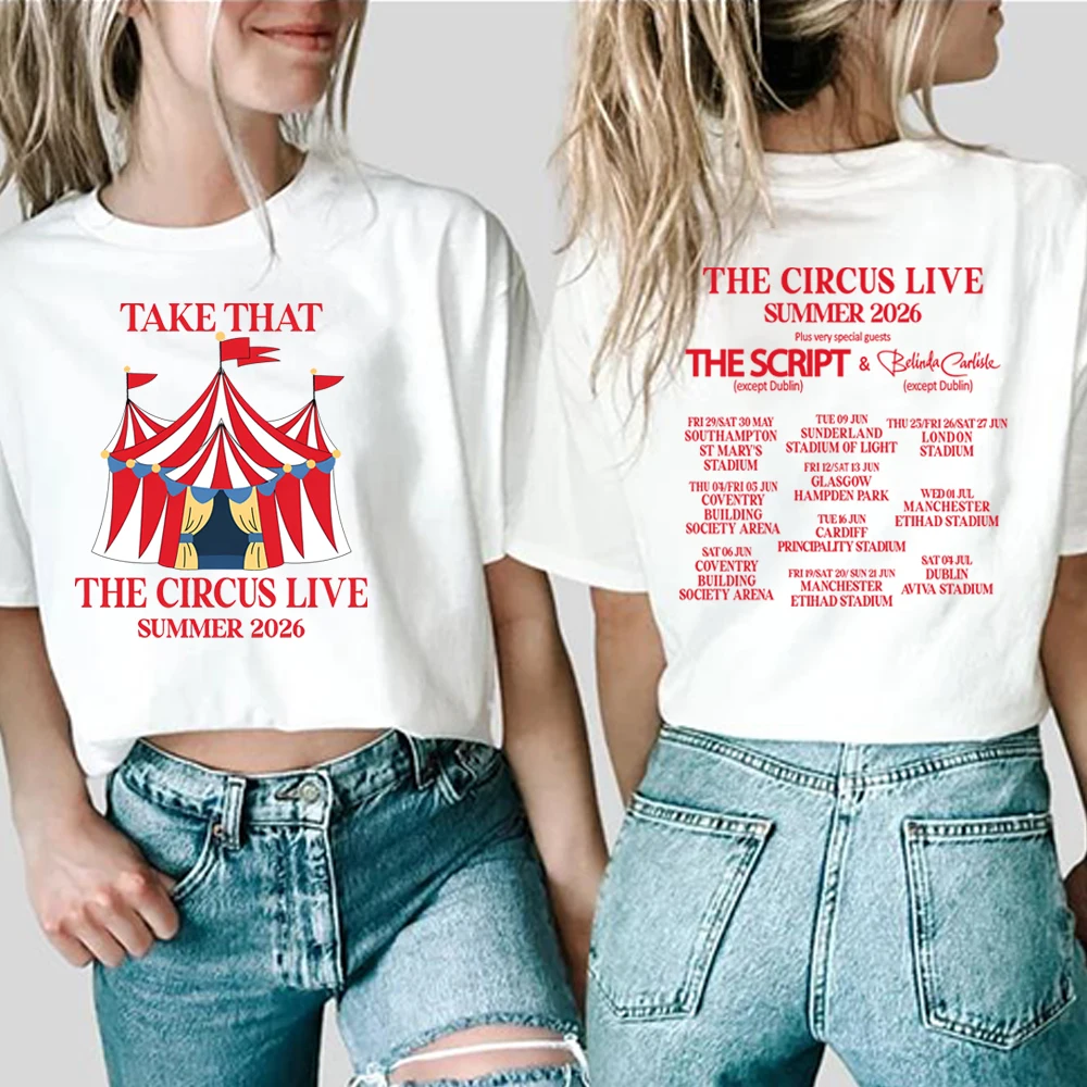 Vintgae Take That Shirt Music Fans Gift The Circus Live Summer 2026 Tour T-shirt Unisex Short Sleeve Band Tshirt Hipster Outfit