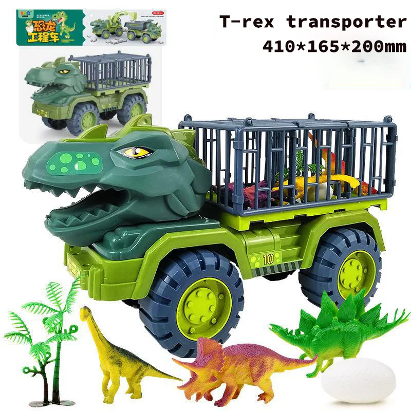 Camión de transporte de dinosaurio para niños, juego de juguetes de dinosaurio t-rex para niños pequeños, 3-5