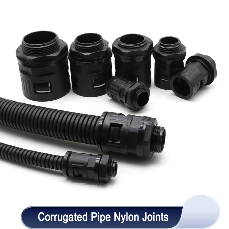 

End Fittings for PP Corrugated Pipe AD13 AD15.8 AD18.5 AD21.2 AD25 AD28.5 AD34.5 Plastic Bellows terminations Nylon Joints