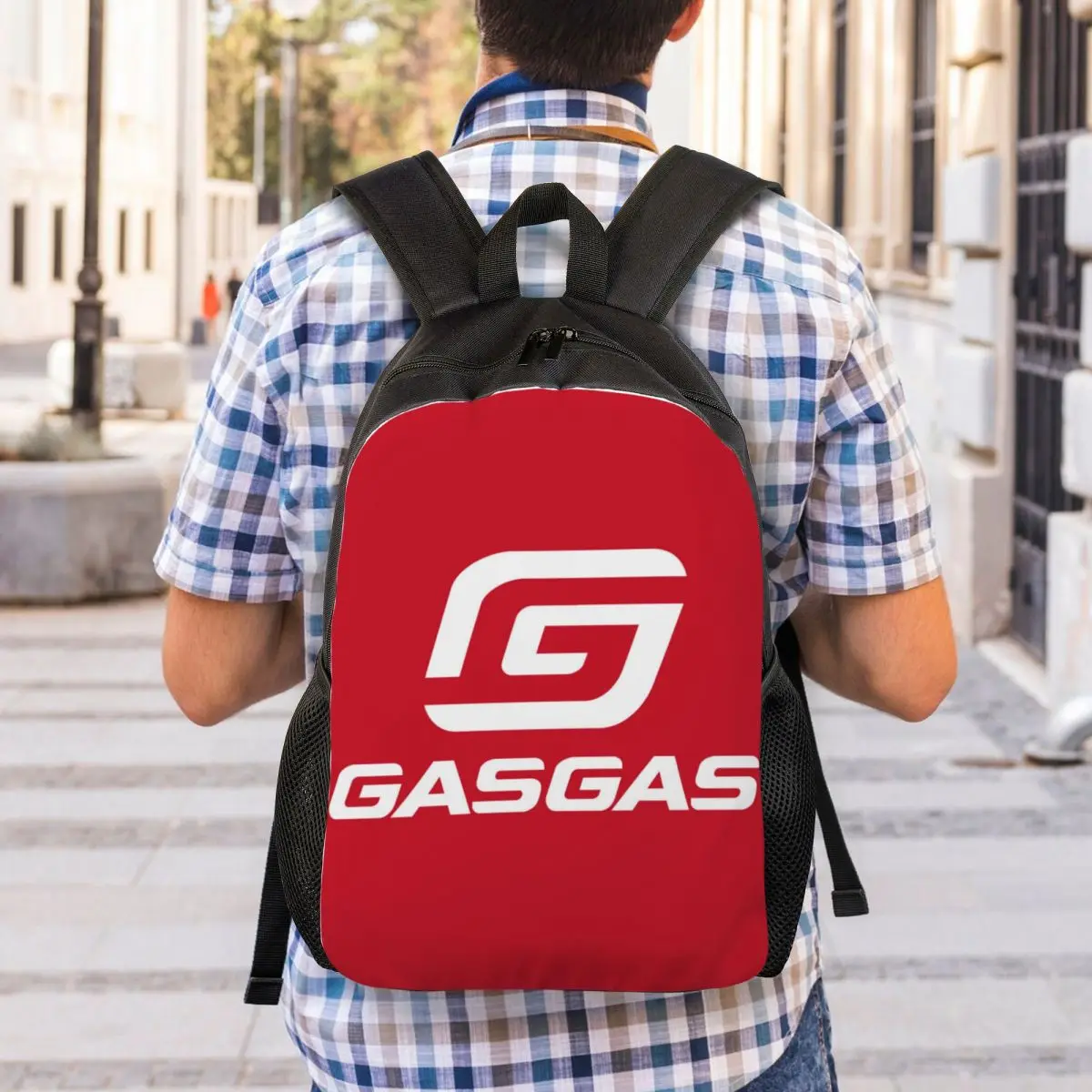 Mochila personalizada de logotipo Gasgas para mulheres e homens, mochila básica para mochilas escolares universitárias