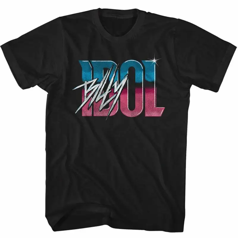 Billy Idol Idol Name Gradient Black Adult T-Shirt