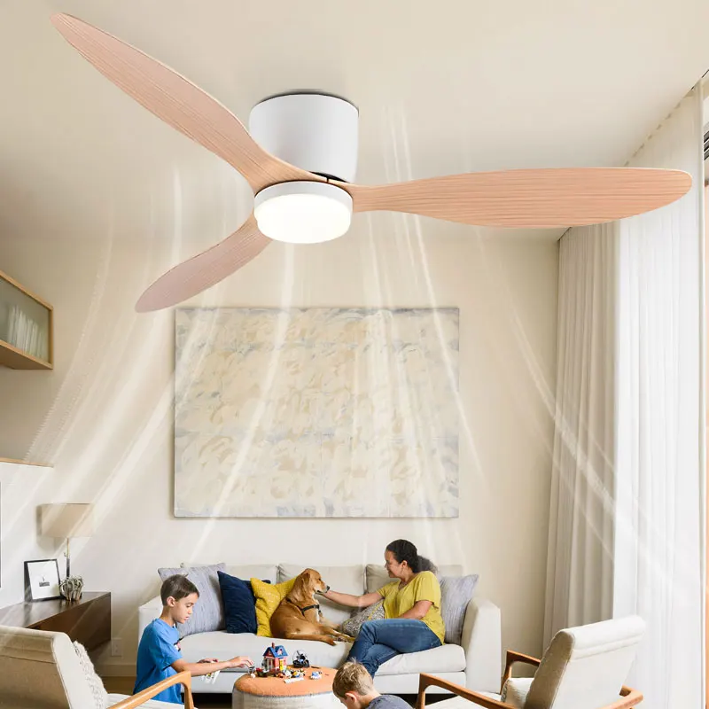 Silent LED Ceiling Fans with Lights 42inch 52inch Large Volume Ceiling Fan with Remote Control DC Motor 6 Speeds Timing 3 Blades