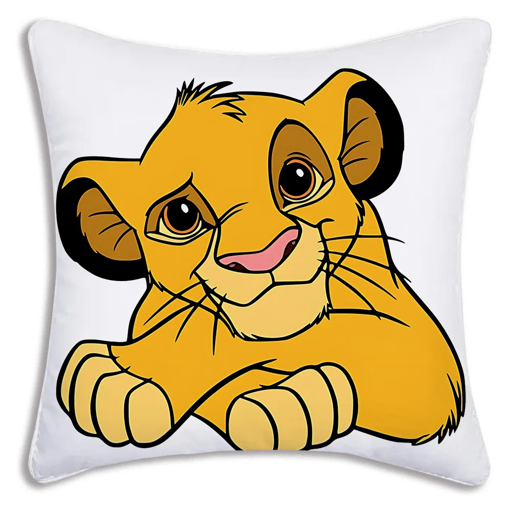 Disney Cartoon The Lion King Pillow Covers Cartoon Sofa Decorative Home Double-sided Printing Short Plush Cute Cushion Cover