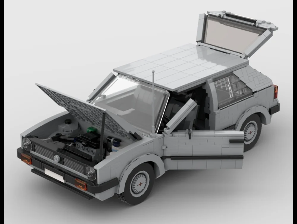 1753PCS MOC Grey Classic Compact Hatchback Car Building Blocks Model Desktop Display Ornament For Adults Gifts Collection