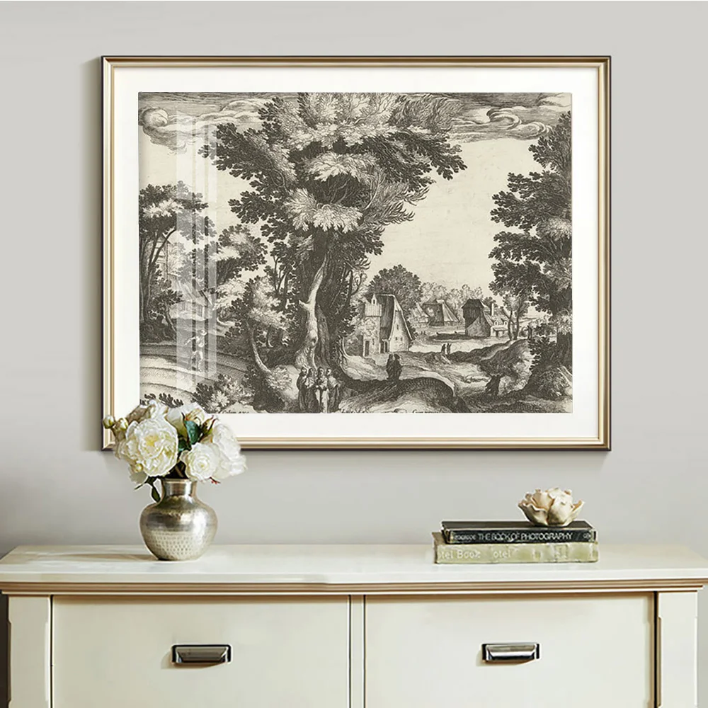 سيمون فريزيوس ملصق فني مطبوع Landschap Met De Gelikenis Van De Zaaier لوحة قماشية ديكور جدار الصورة