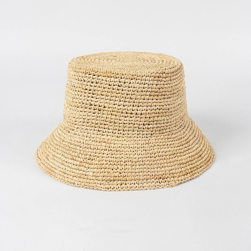 New Summer Natural Raffia Small Brim Raffia Straw Hats For Women Simple Bucket Cap Men Fishermen The Inca Bucket Hat Boater Cap