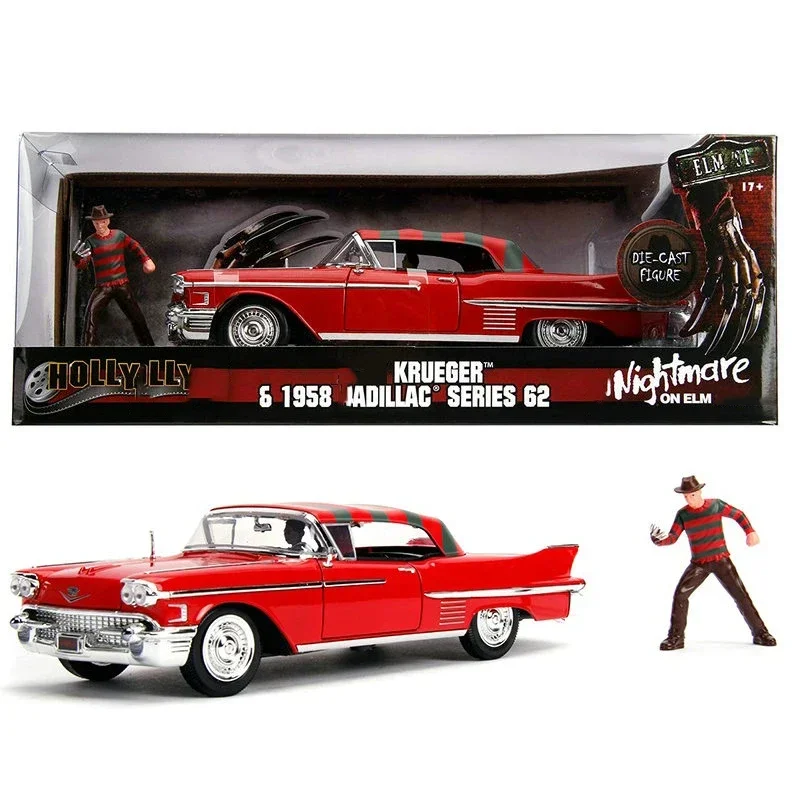 JADA 1958 Sieries 62 Vintage Car Model with doll Toy 1/24 Scale Metal Alloy Diecast Classic Car Model Toy Collecection Toy