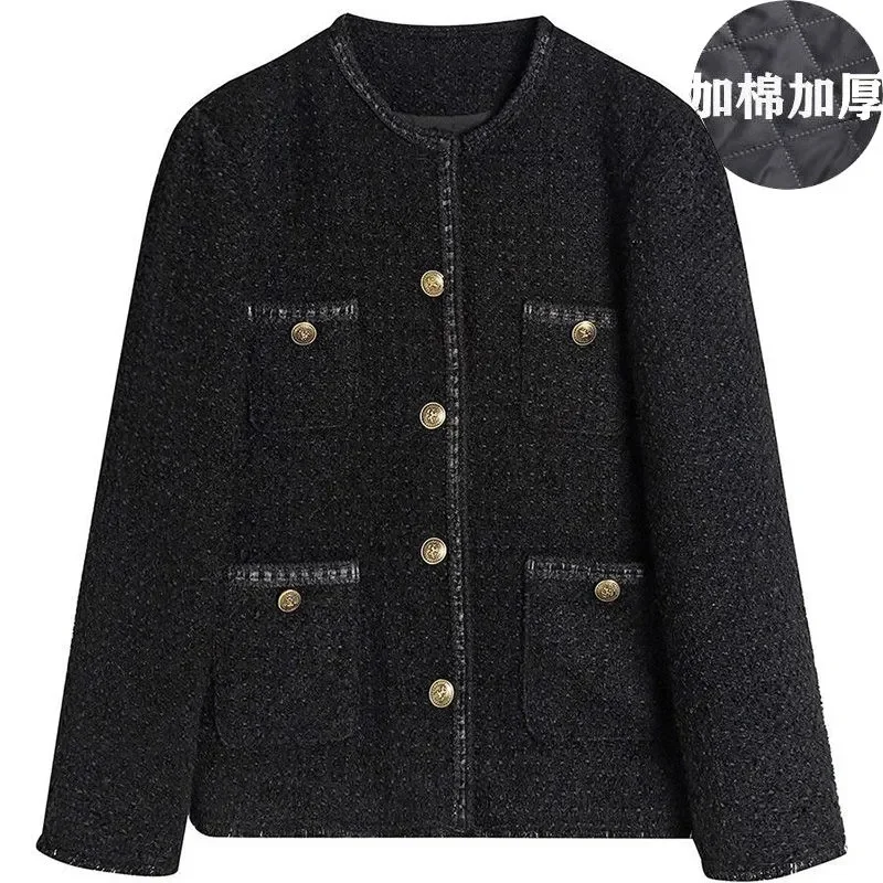 2023 New Fashion Simple Versatile Black Plaid Small Fragrance Coat Women's Spring and Autumn Korean Loose Long Sleeve Jacket Top