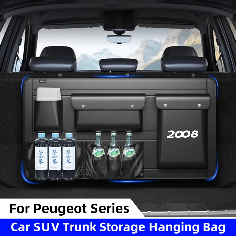 

Сумка-органайзер для багажника автомобиля для Peugeot 2008 3008 5008, внедорожник/MPV, подвесной органайзер на заднее сиденье автомобиля, большая сумка для хранения с несколькими карманами
