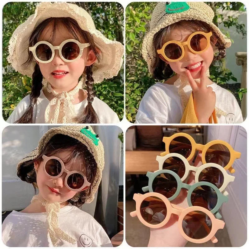 

Hot Selling Children Sunglasses Circular Shading Kids Sun Glasses UV Protection Retro Baby Photo Catwalk Glasses T161