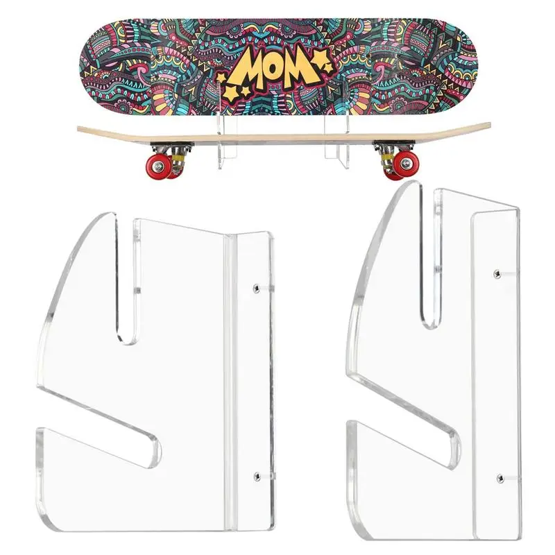 Skateboard Wall Rack Horizontal Acrylic Skateboard Display Holder Universal Skateboard Hanger With Screws Space-Saving Rack For