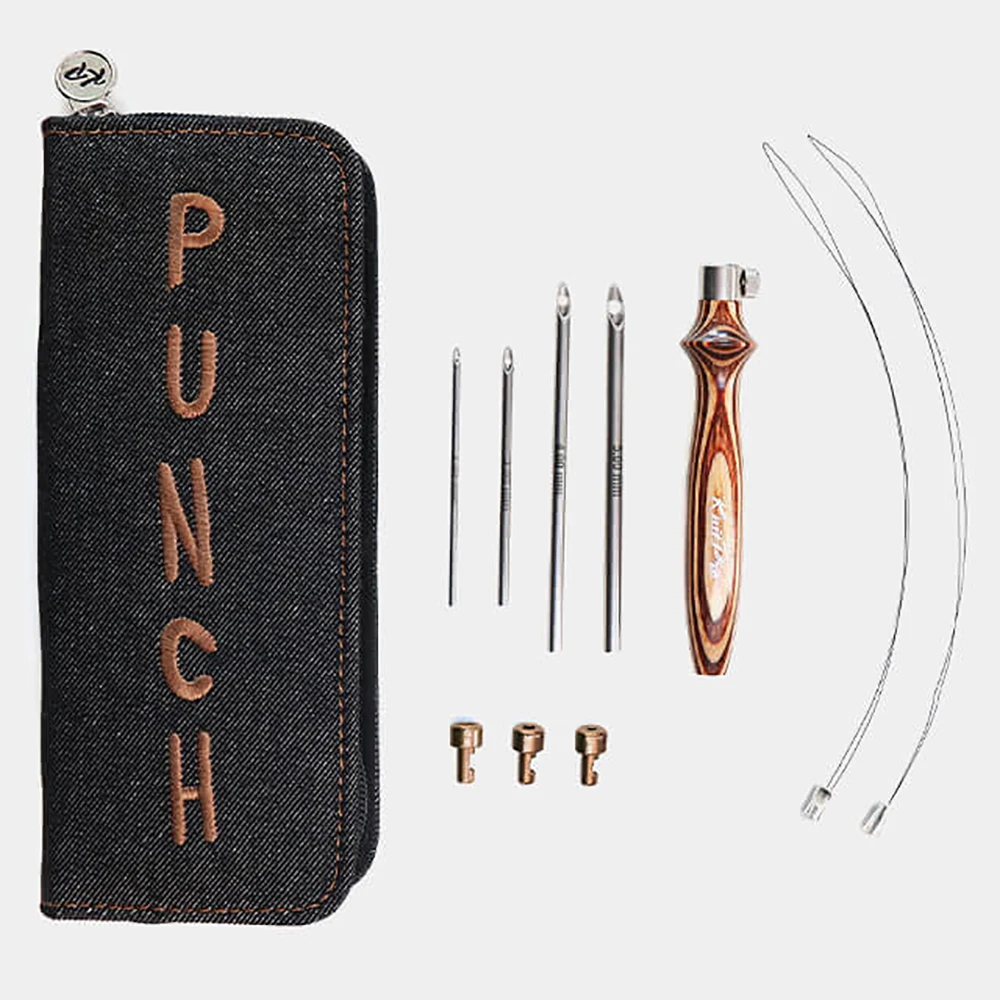 

Knit Pro Earthy Punch Needle Set, 1 Wooden Handle & 4 Needles, Packed in Denim Black Case for Punching DIY Crafts with Yarns