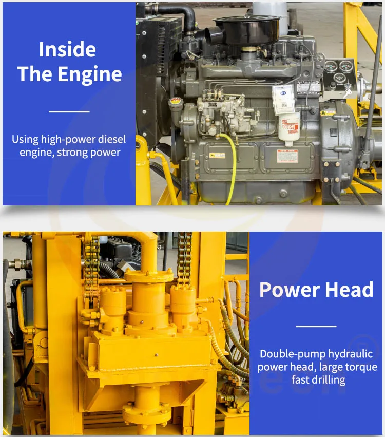 2025Macchina per impianto di perforazione di pozzi d'acqua rotativa idraulica con motore diesel portatile con ruota