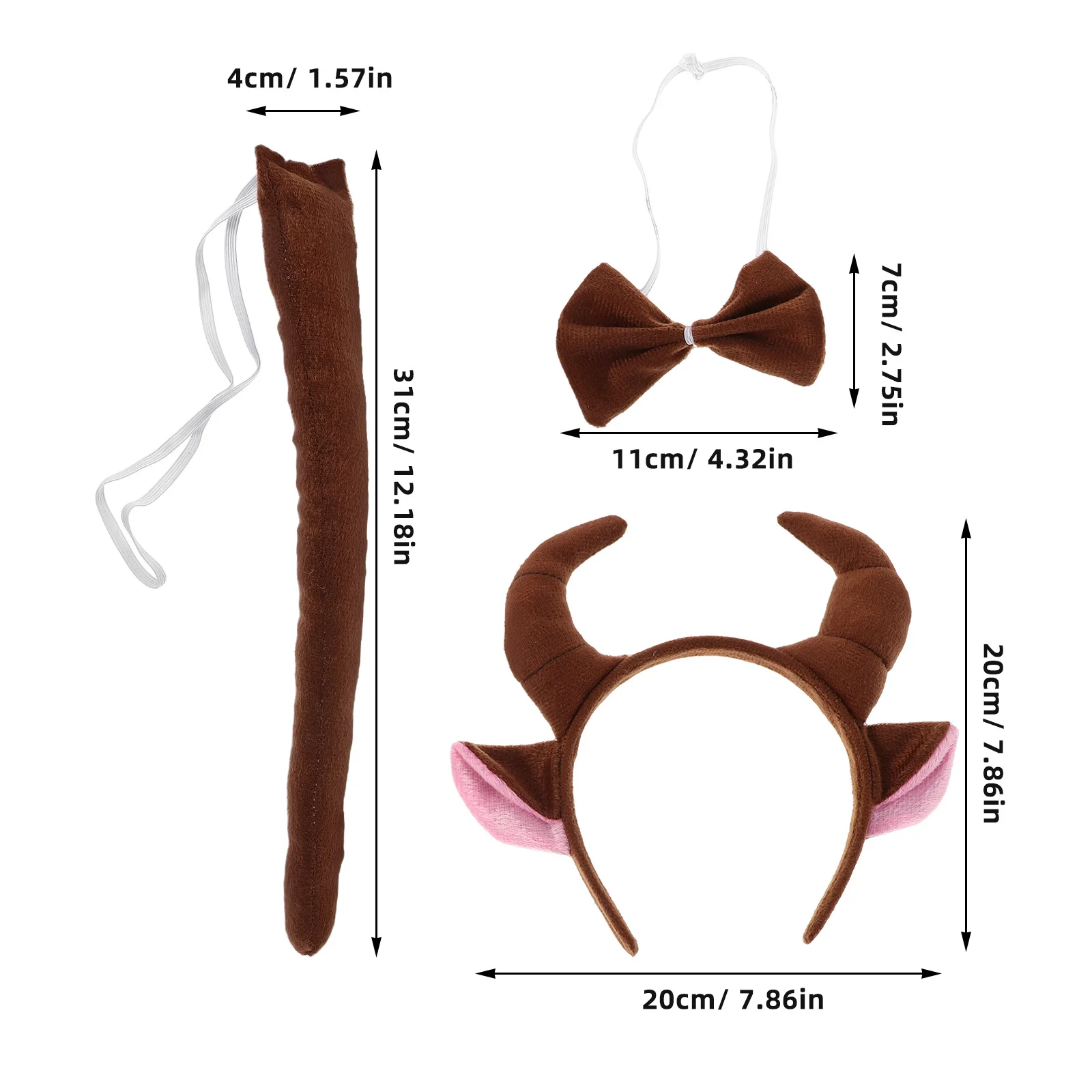Bull Horns Headband Kids Cow Costume Set Animal Ears Accessories For Halloween Party Masquerade Cosplay Dress Up