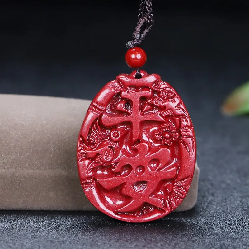 Natural Cinnabar Magpie Annunciation Pendant Men's and Women's Safety Brand Necklace High-end Pendant