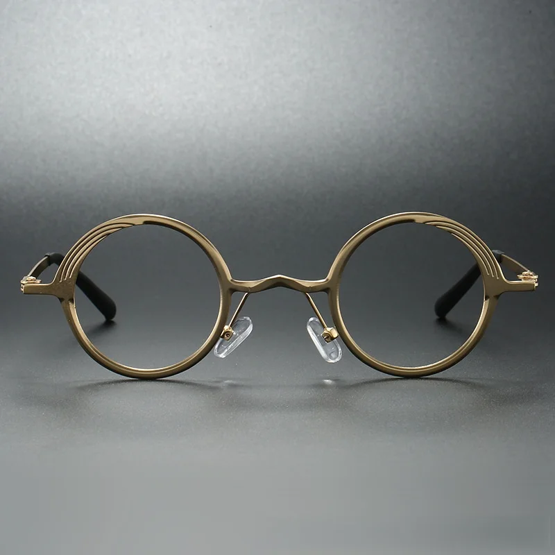 New Metal Eyeglass Frame Retro Round Men's Eyeglass Frame Spring Hinge Anti Blue Light Optical Prescription Frame 268