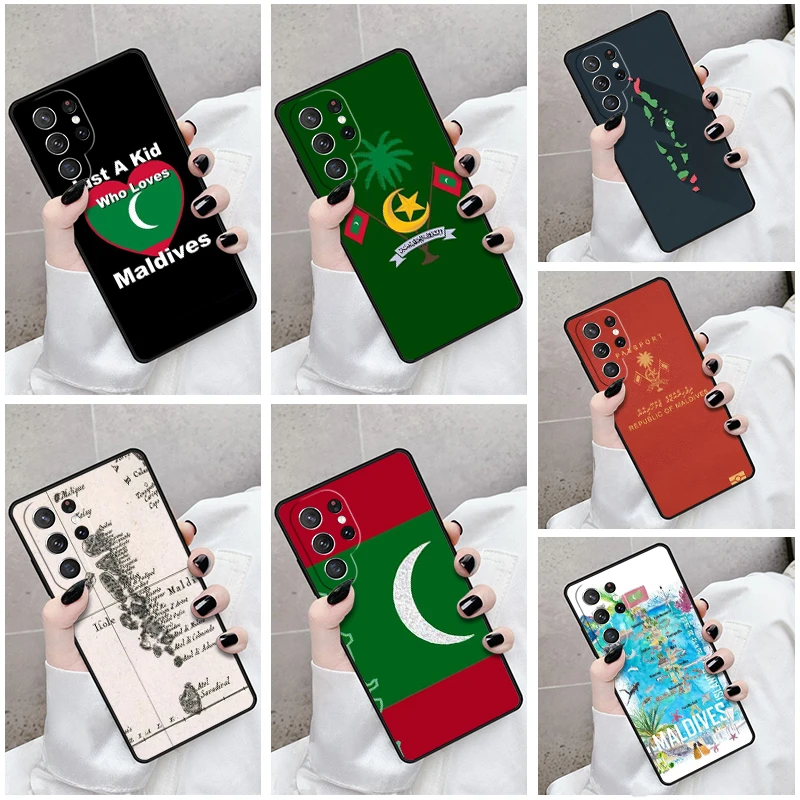 

Phone Case For Samsung Galaxy S24 S23 S21fe S22 Ultra Plus Note 10 20 S8 S9 S10 Cover Maldives Map