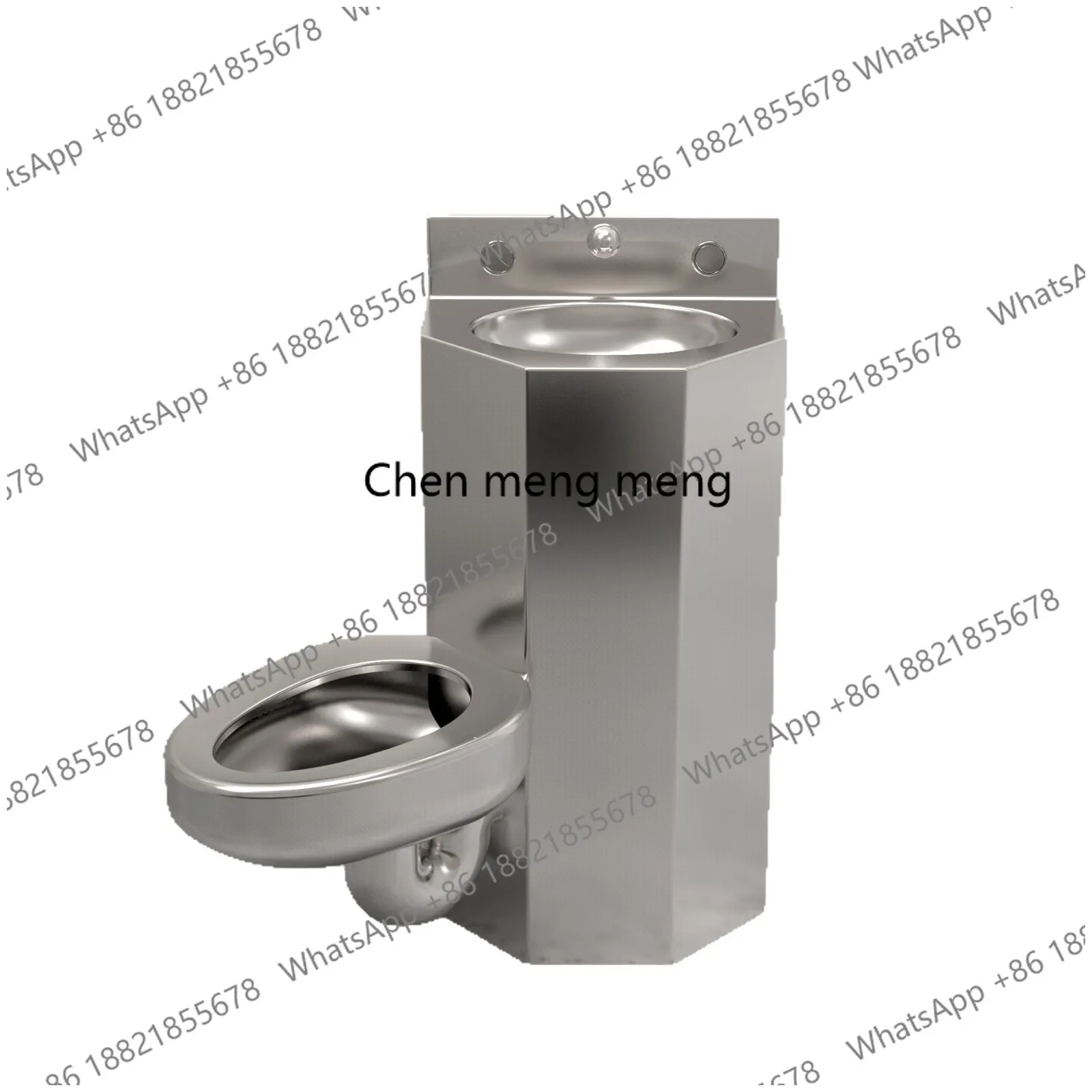 Integrated side toilet with sink, prison easy to clean 304 stainless steel wash basin one-piece toilet