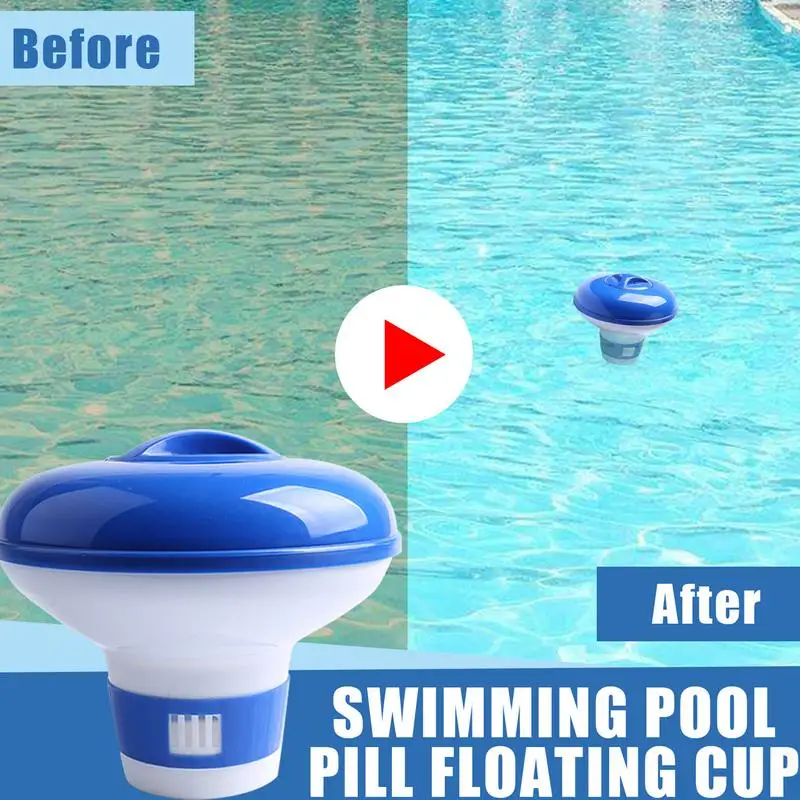 Flutuante cloro distribuidor para piscina, flutuador portátil, Tablet titular, sistema sanitizing