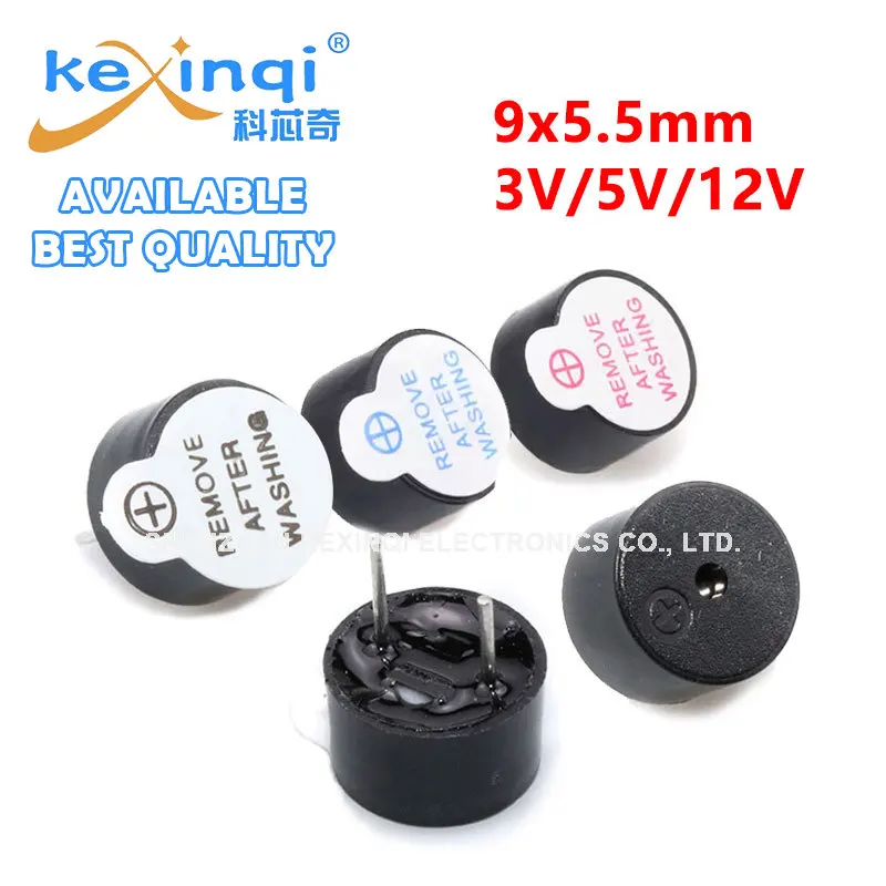 10 adet 0905 pasif aktif Buzzer 9*5.5mm 9X5.5 manyetik uyarı uzun sürekli bip sesi ses plastik 3V5V12V kırmızı mavi siyah