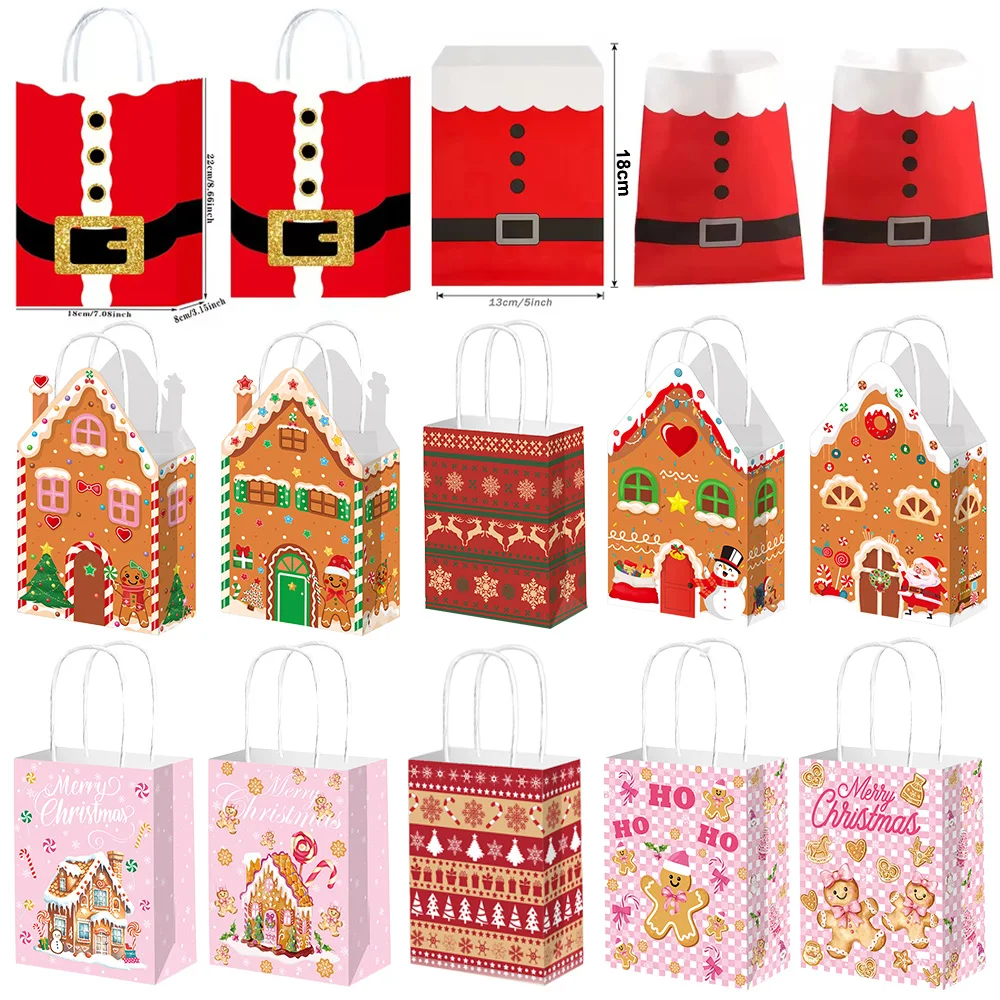 10/30/50 Stück Weihnachtsgeschenktüten Tragetaschen mit Griffen Weihnachtsarbeitsbeutel Geschenke Verpackung Einkaufen Weihnachtsfeierzubehör