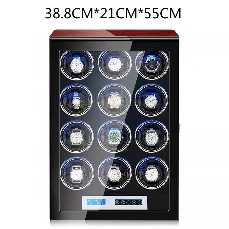 High Quality Luxurious Watch Winder for 6 9 12 Slot Automatic Watches with Mabuchi Motor LCD Touch Screen Wooden Watch Safe Box