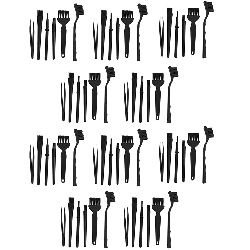 

ABBY-10X 6 в 1, пластиковая маленькая портативная ручка, нейлоновые антистатические щетки, набор щеток для чистки клавиатуры, черный (сумка на молнии)