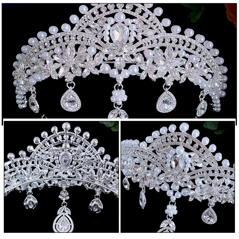 

Жемчужная свадебная тиара со стразами, прочная свадебная повязка на голову из цинкового сплава, свадебная корона, аксессуар для волос невесты, тиара на день рождения