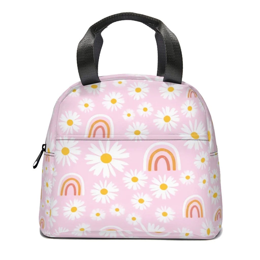 

Flower and Pink Lunch Box Women Multifunction Cooler Thermal Food Insulated Lunch Bag Kids Portable Picnic Tote Bags