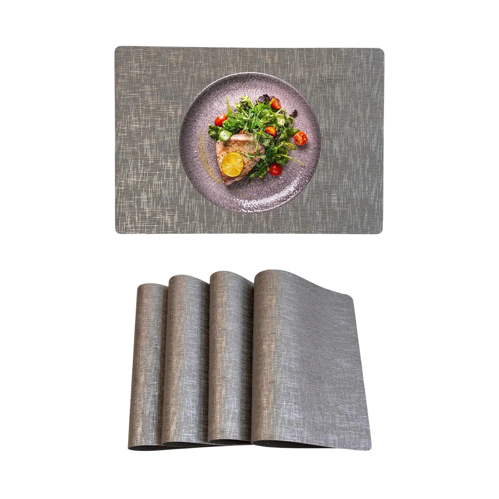 

Faux Leather Placemats,Dual‑Sided Non‑Slip Vinyl Placemats,Washable Wipeable Metallic Table Mats for Kitchen Table 12x17 Inch