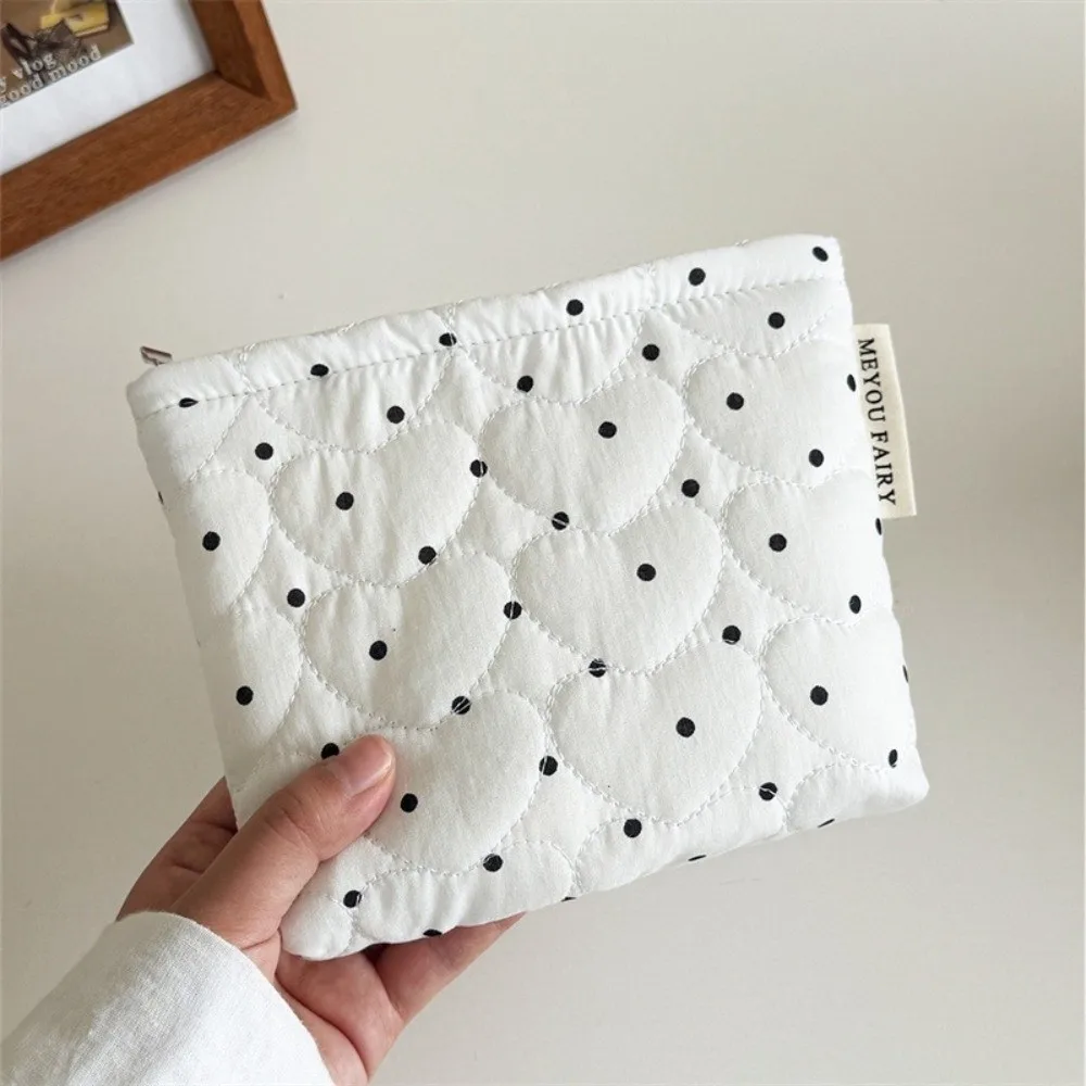 Fashion Quilted Polka Dot Makeup Bag Ultralight Portable Travel Lipstick Bag Large Capacity Small Coin Bag