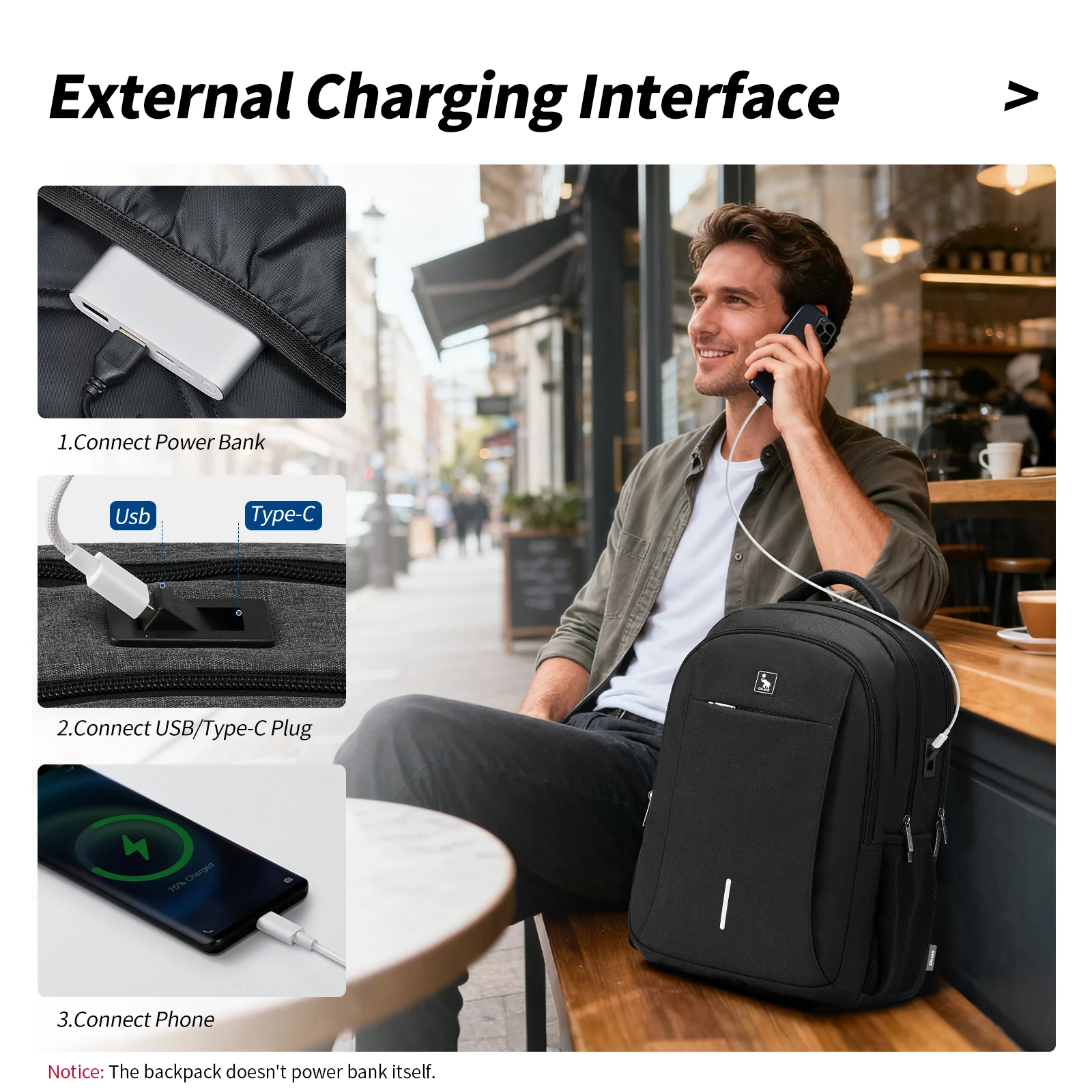 OIWAS Ransel Komputer Tahan Air Kapasitas Besar dengan Port Pengisian USB - Tas Perjalanan Tahan Lama untuk Laptop hingga 17 Inci