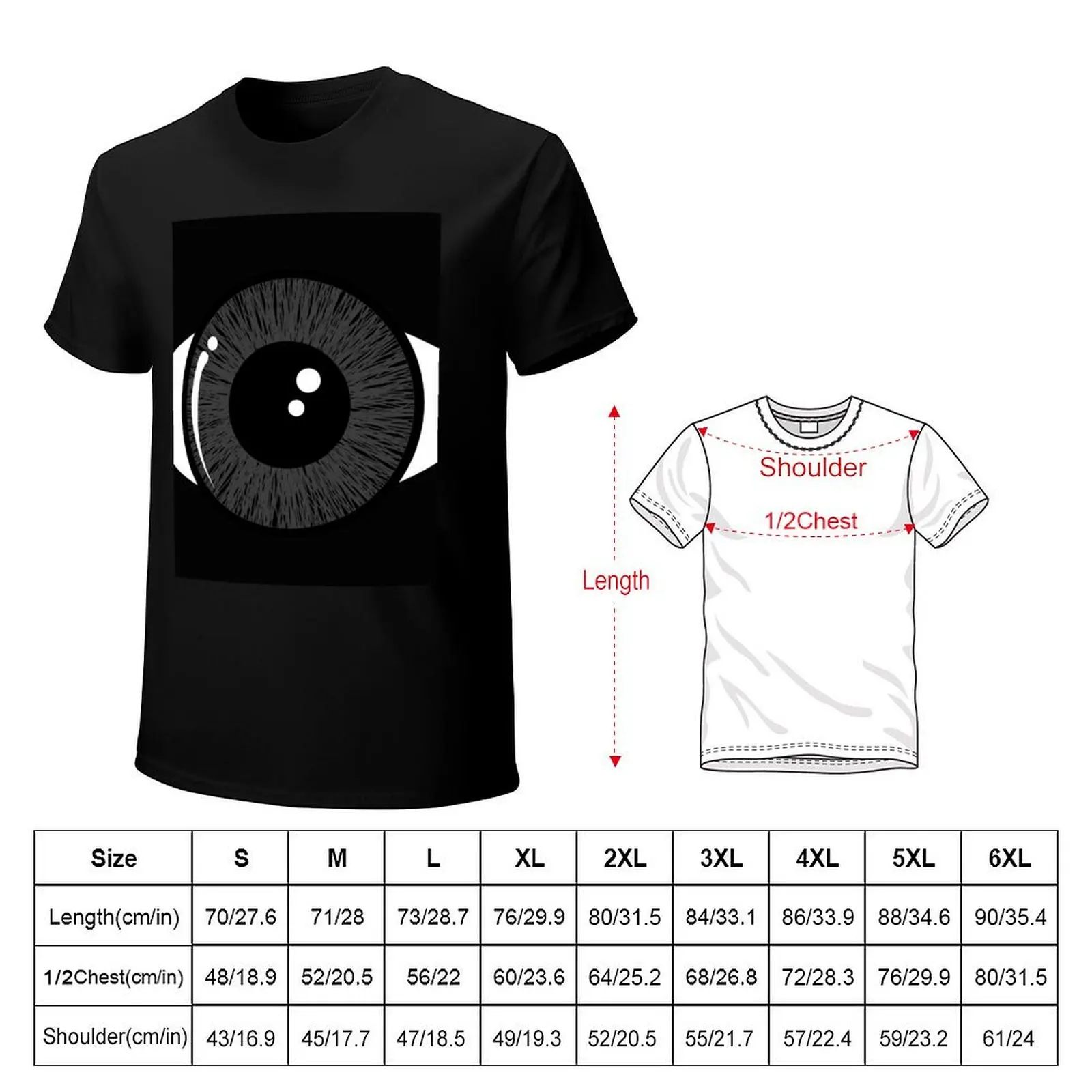 Realistic Eye Vector Illustration T-Shirt Fashion Casual Short Sleeve Top