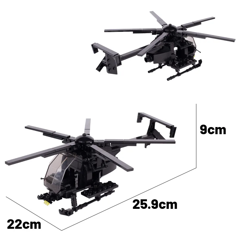 Modern Military US MH-6 Little Bird helicopter Technology Bricks DIY Toys For Kids Children Gifts moc Blocks