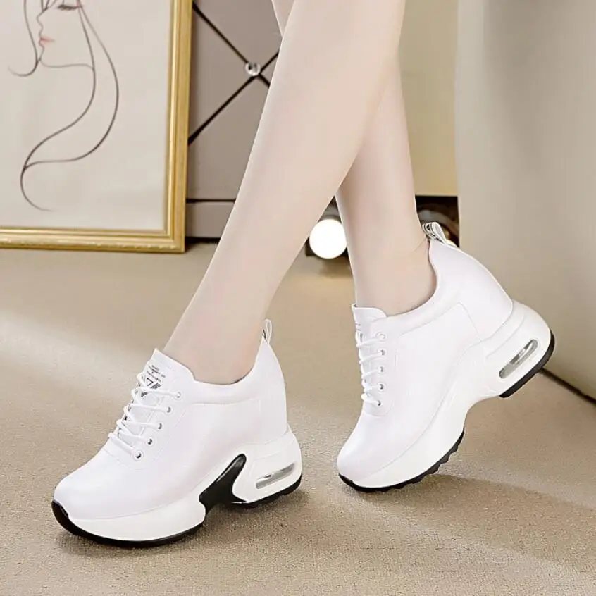 Platform Sneakers Women Genuine Leather Shoes Women Elevator Shoes Increase Within Wedges Sneakers For Women Casual Shoes Tenis