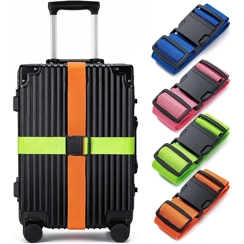 4Luggage Strap Set, Luggage Securing Strap, Luggage Strap, Used for Sealing and Convenient Identification of Travel Bags, Travel