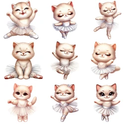 15cm Kids Cartoon Dance Princess Dress Cat Iron On Transfers Sticker For Clothes T-shirt Jacket Heat DTF Transfer Thermal Decal